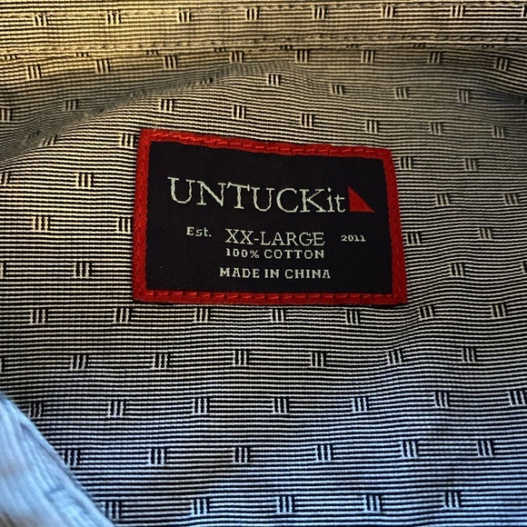 UNTUCKIT-Mens Long Sleeve Button‎ Up Dress Shirt 100% Cotton XXL Gray Design - Picture 5 of 8